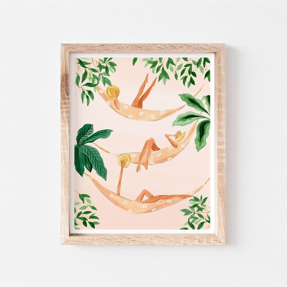 Tropical Wall Art, Woman Wall Art, Boho Tropical Girls Art Print, boho chic wall decor, travel print, Dorm Wall Art, Fashion Art