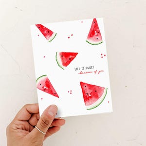 Carte La vie est douce grâce à vous, carte d'amour, carte de Saint-Valentin, anniversaire, carte pour femme, carte pour mari, carte pour conjoint, pastèque