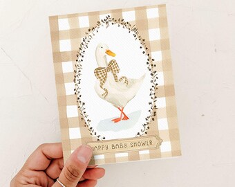 Happy Baby Shower Card, Silly Goose Card, Welcome Baby greeting card, new mom card, expecting mom