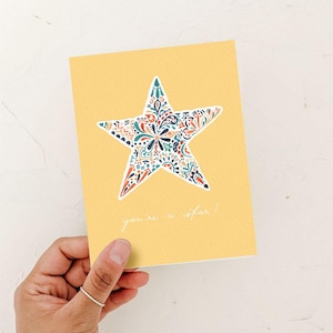 Carte Vous êtes une star, Fier de vous, carte de promotion, carte de nouvel emploi, carte de félicitations, carte de remise des diplômes,