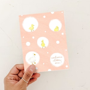 Carte de naissance, carte de naissance, canetons, carte de bienvenue de bébé, carte de baby shower,