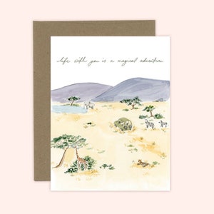 Life with you is magical greeting card, anniversary blank card, wedding card, adventure couple, congratulations card,