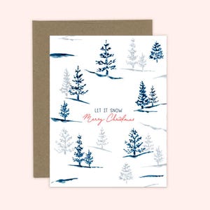Carte de voeux joyeux Noël, carte de montagne de ski d'hiver, carte de Noël minimaliste
