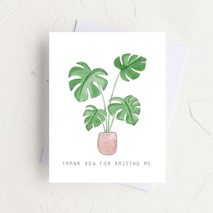 Carte de fête des mères, carte de fête des pères, merci de m'avoir élevé, plante maman, plante papa, carte d'amateur de plantes, belle-mère, carte de beau-père