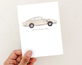 Happy Father's Day Card, Aston Martin Card, cool dad card, card for dad from daughter, card for father from son, gift for dad