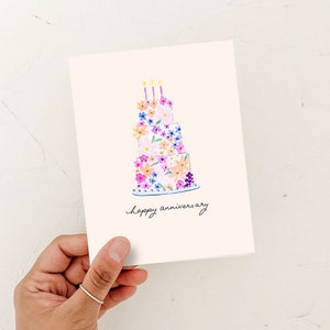 Tarjeta de felicitación de feliz aniversario, tarjeta en blanco de aniversario, tarjeta de boda, tarjeta de amor