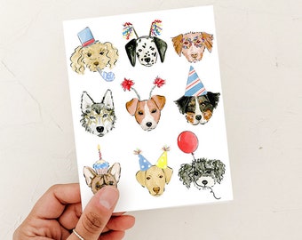 Birthday Card for dog lover, Happy Birthday, birthday card for friend, painting art