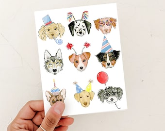 Dog Birthday Card, dog lover, Birthday card for Boy, Birthday Card for Girl, Happy Birthday, birthday card for friend, painting art