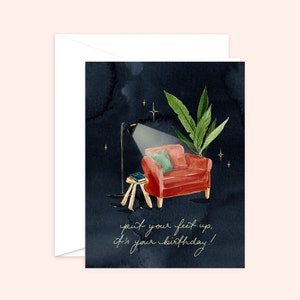 Tarjeta de feliz cumpleaños, tarjeta de cumpleaños para un amante de los libros, tarjeta para un amante de los libros (en blanco por dentro)