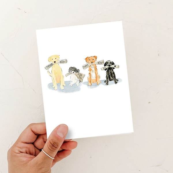 Thank you for all that you do Dog Card, Thank you blank card, dog lover card