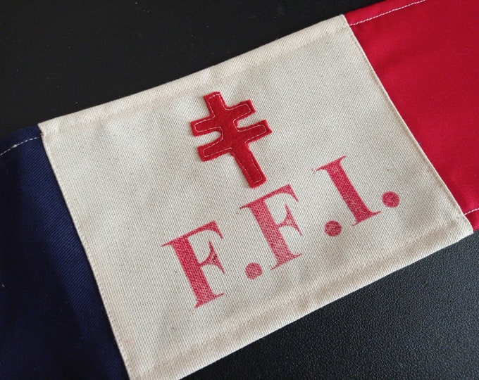 WW2 French Resistance Armband Red Felt Cross of Lorraine Tricolour FFI Free France Paris