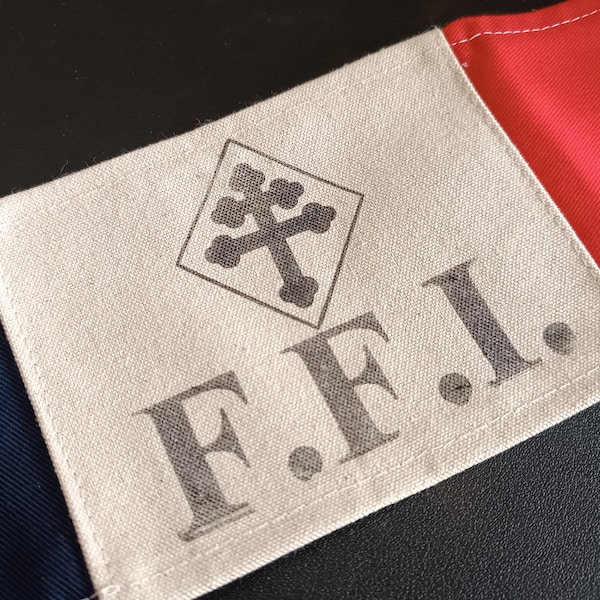 WW2 Handmade Free French FFI Resistance Maquis Armband Tricolour World War 2 Liberation Cross of Lorraine & F.F.I. Diamond #2 Brassard Repro