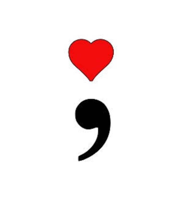 Heart Semicolon Decal Project Semicolon Mental Health & Etsy