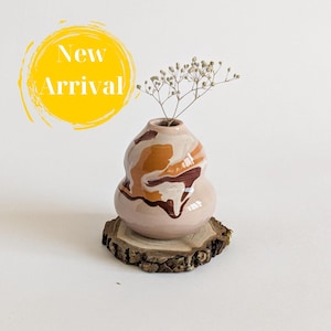 Ceramic Mini Vase Brown Colorful Ceramic Flower Vase Mommy Pot Personalize Flower Mini Bud Vase Unique Handmade Tiny Potter Brown Colors
