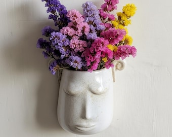 Handmade Wall Mount Planter: Unique Hanging Pottery Vase for Flowers