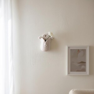 Handmade Ceramic Wall Vase - Unique White Hanging Planter image 10