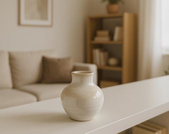 Vaso in ceramica fatto a mano: smalto cappuccino, arredamento minimalista