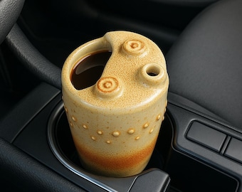 Handmade Ceramic Travel Mug, Unique Pottery Coffee Cup (11.83 oz)
