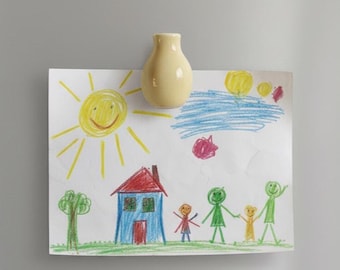 Rustic Ceramic Bud Vase Magnet: Handmade Unique Fridge Magnet & Home Decor Accent