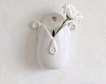 Handmade Ceramic Wall Vase: Minimalist Hanging Planter, Unique Wall Art