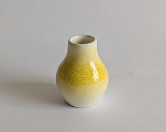 Handmade Yellow Miniature Ceramic Vase: Tiny Pottery for Flowers