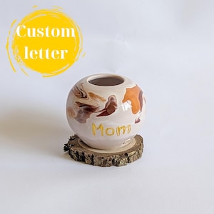 Bud Vase Brown Colorful Custom Letter Handmade Personalize Mini Bud Vase Miniature Custom Tiny Potter Ceramic Brown Vase Miniature Gift