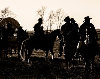 19x13 photo print of cowboys with wagon