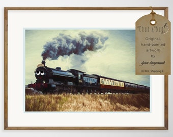 Train Wall Decor - grey nursery train art 11x14 boys wall decor 8x10 prints vintage nursery print 16x20 black steam train - "I Think I Can"