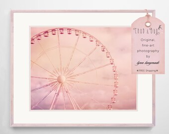 Ferris Wheel Art - paris ferris wheel 11x14  girls wall art 8x10 whimsical prints 16x20 pink wall art 20x24 nursery canvas art "Cotton Candy