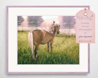 Pony Print Nursery - horse print 11x14, green and pink, girl room decor, horse wall art 8x10 pony art 16x20 animal photography - "Frienship"