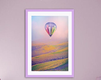 Hot Air Balloons - nursery print 11x14 colorful prints 16x20 pink purple baby girl nursery 8x10 canvas balloon photography - "Rainbow Float"