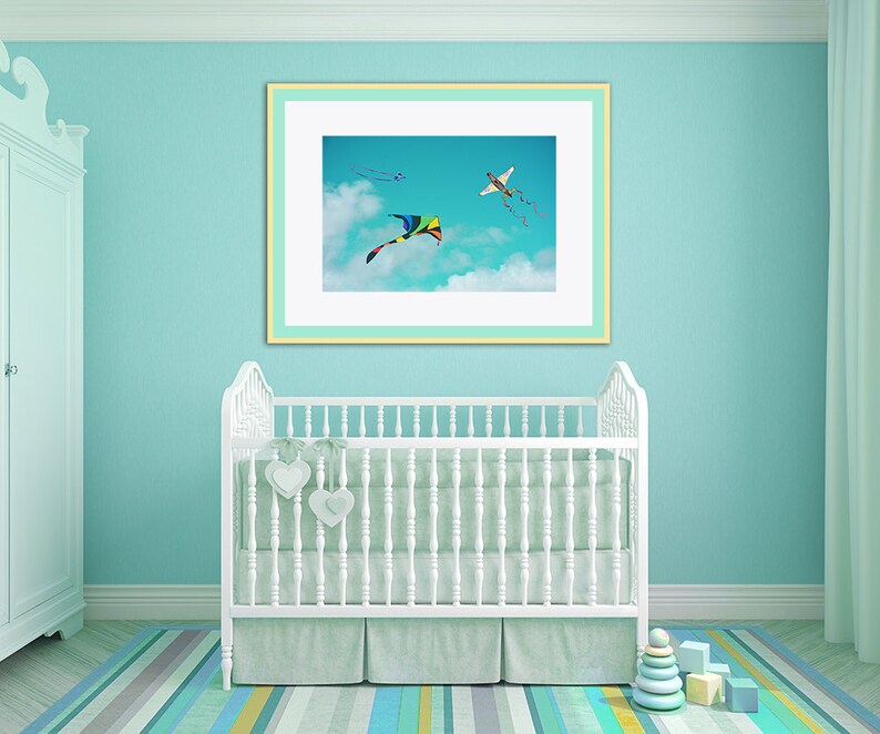 Kite Nursery Decor Rainbow Kite 8x10 Photo Kites Clouds Etsy