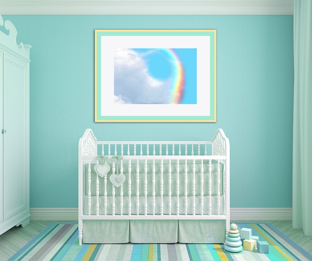 Rainbow Nursery Art Print - Rainbow Baby Gift Clouds 8x10 Gender ...