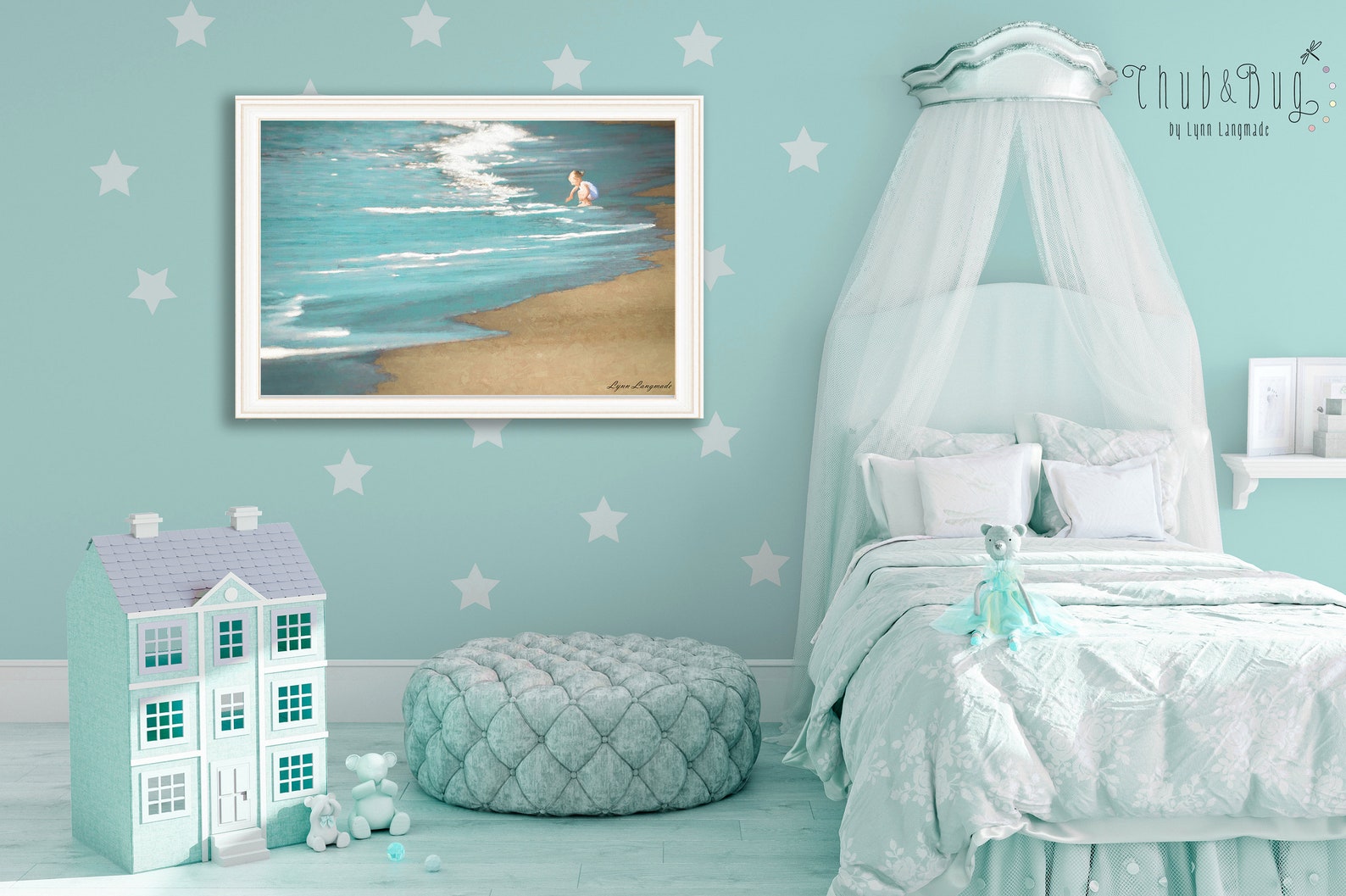 Ocean Nursery Decor Girl Nautical Nursery 16x20, Minimalist Beach Nursery Art, Sea Themed Baby