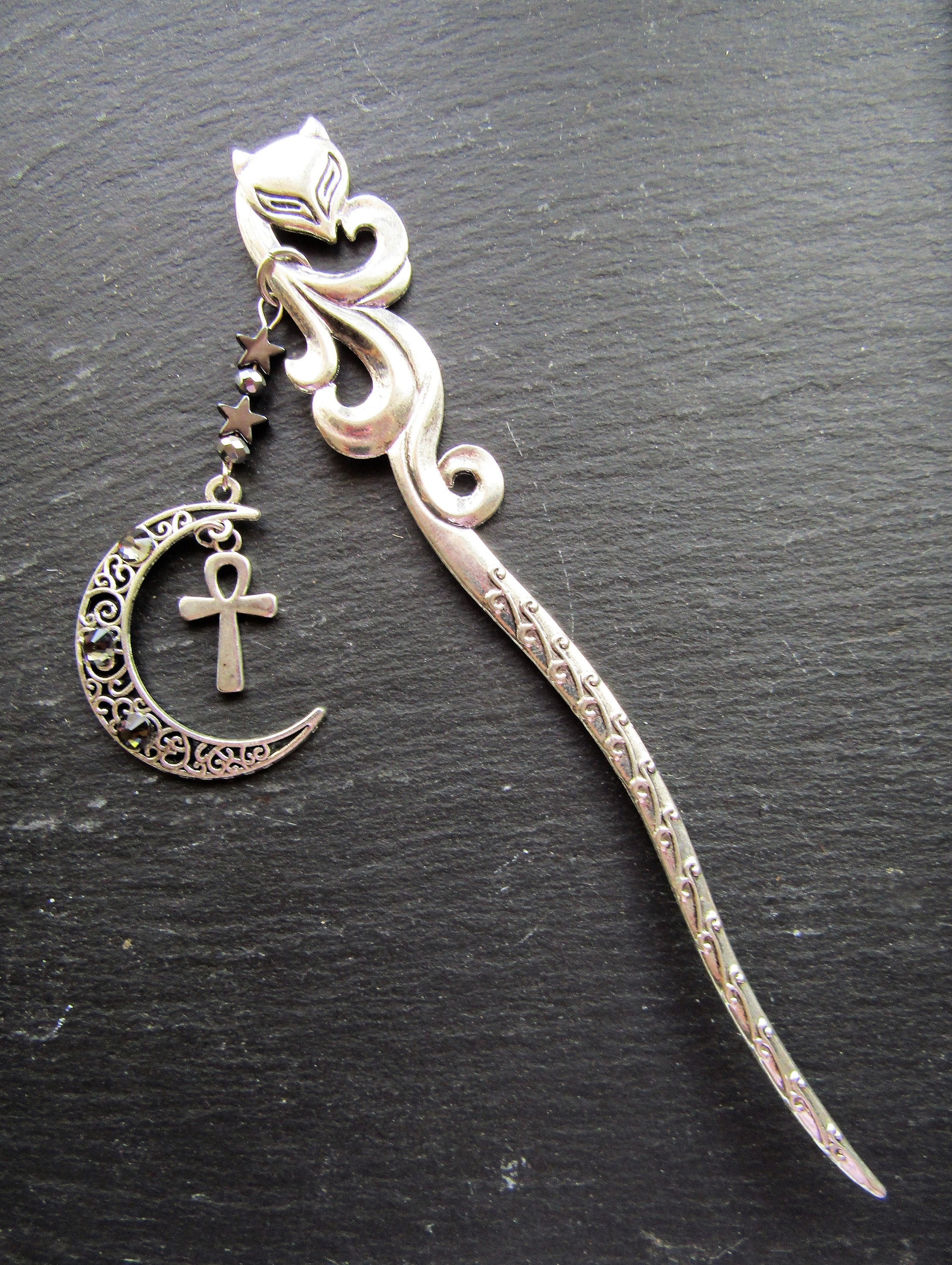 Anubis Hair Stick Egypt Hair Stick Ankh Cross Egyptian God Etsy