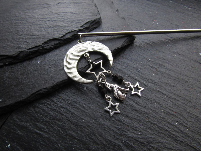 Moon And Wolf Hair Stick Boho Hair Accessory Hair Stick Etsy