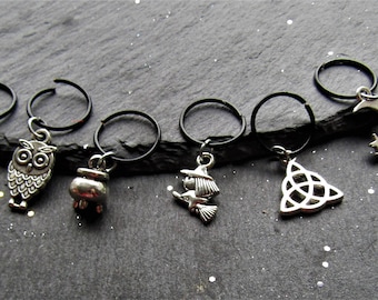 Witch Hair Rings in Black, Wicca Hair Rings, Hair Rings, Witchy Hair Accessory, Trendy Hair Accessory, Hair Jewelry, Pagan, Wicca