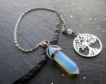 Universal Life Force Opalite Pendulum, Pendulum, Tree of Life Divination, Yes No pendulum reading, pendulum dowsing, Angel Pendulum