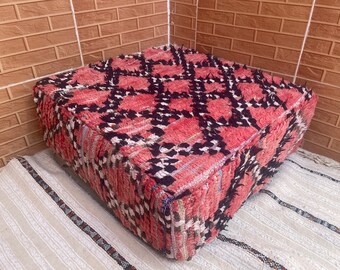 Pouf ottoman square, Moroccan beni ourain vintage pouf , Wool DIY outdoor pouf , handmade pouf cover, several models available