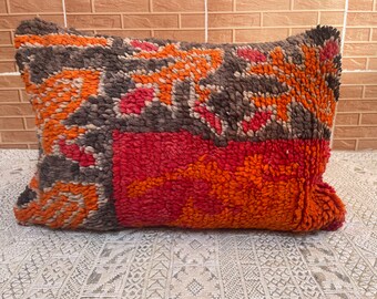 vintage unique pillows, decorative berber pillow . antique stunning red color wool cushion cover red, orange, gray, stunning gift décor