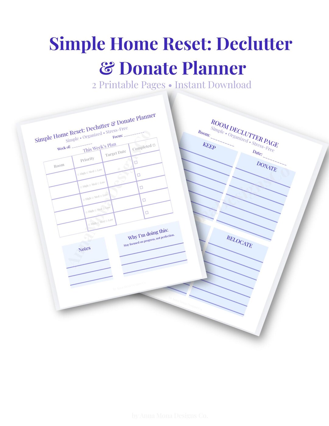 Weekly Declutter Home Reset Printable Bundle | Declutter Planner & Room Organizer ...