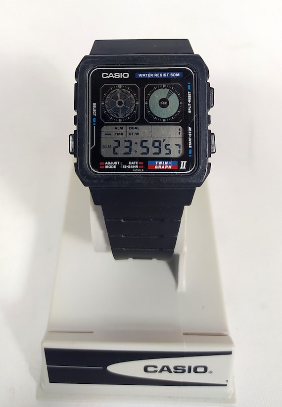 Casio AE-21W Twin Graph II Reloj Módulo 809 Ana Digi Vintage