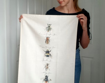 Bee Tea Towel | British Bee Species | Kitchen Essentials | Single | Homeware | KatGiannini