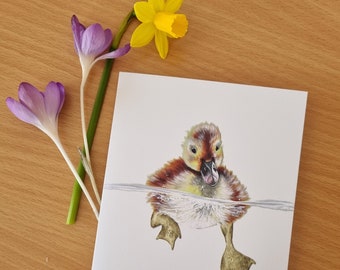 Duckling Swimming | Greetings Card | A6 Card Design | Cute Animals | Wildlife Lovers | Nature Inspired Greeting Card | KatGiannini