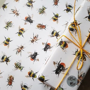 Bumble Bee Wrapping Paper | Bee Gift Wrap | Uncoated | Recyclable | Eco | Gift Wrapping | Special Occasions | Birthday | KatGiannini