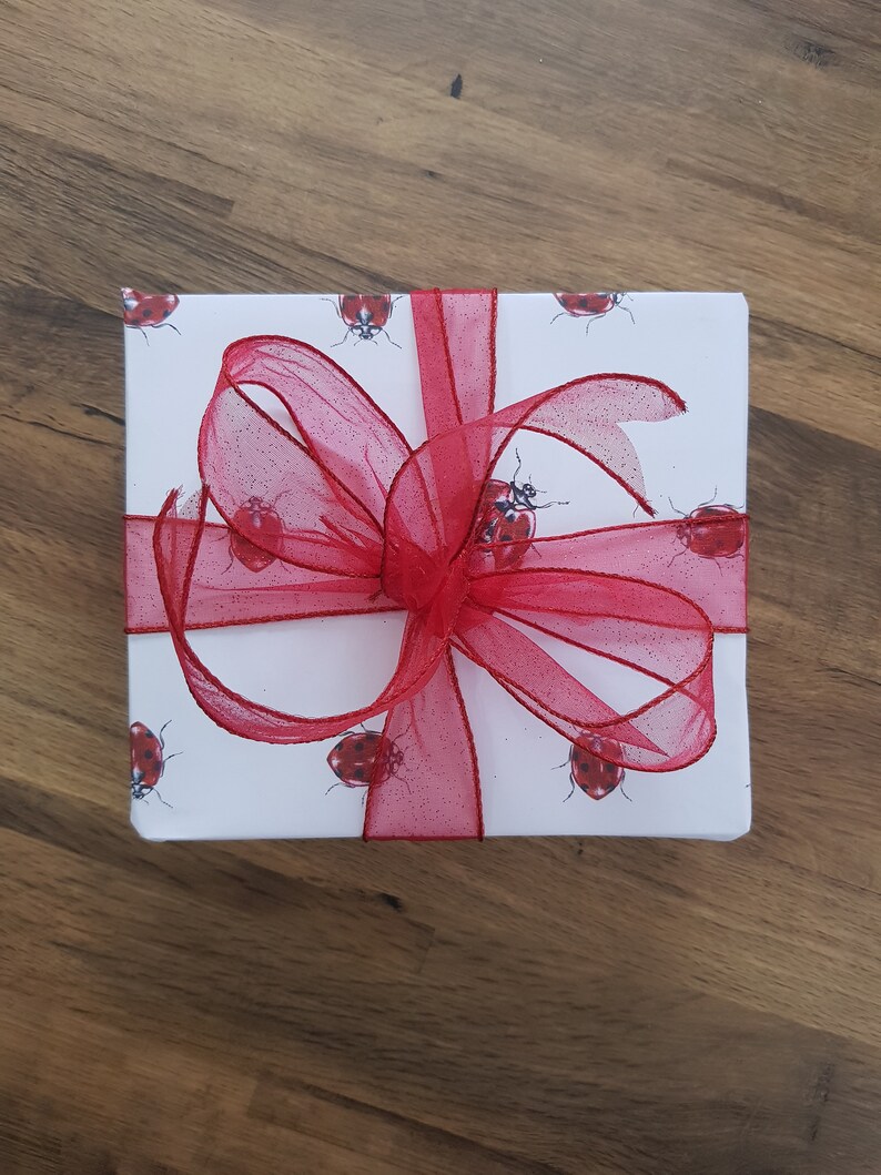 Wrapping Paper Lady Bug Gift Wrap Uncoated KatGiannini Party Supplies Craft Paper Recyclable Valentines
