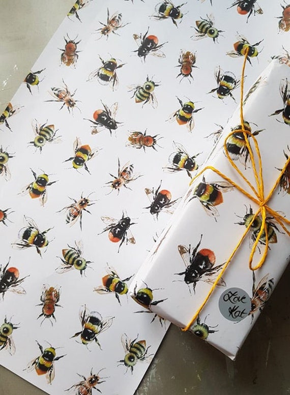 Bumble Bee Wrapping Paper Bee Gift Wrap Uncoated Recyclable Eco Gift  Wrapping Special Occasions Birthday Katgiannini 