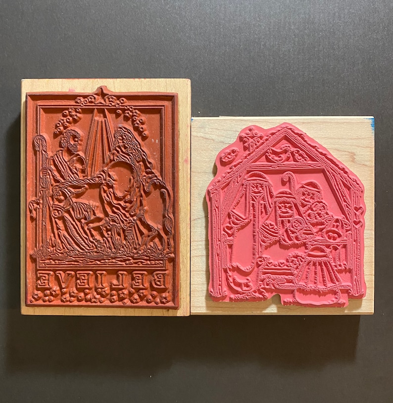 Rubber Stamp Lot 2 Nativities Free One-Day Shipping