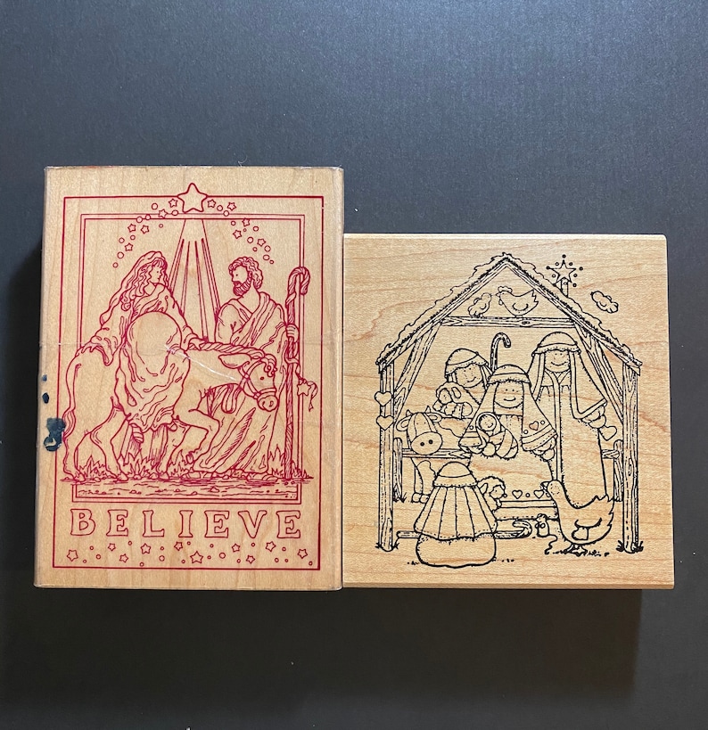 Rubber Stamp Lot 2 Nativities Free One-Day Shipping