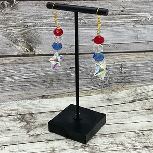 Patriotic earrings, Star earrings, beaded Earrings, handmade